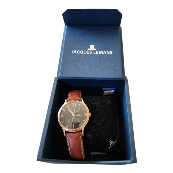 Jacques Lemans Men's 1296C Classic Format Collection Watch Boxed Ostrich Band - Picture 7 of 9